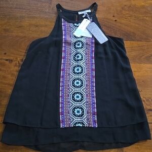 NWT Daniel Rainn Black Norberta Halter Neck Sleeveless Top Size XS